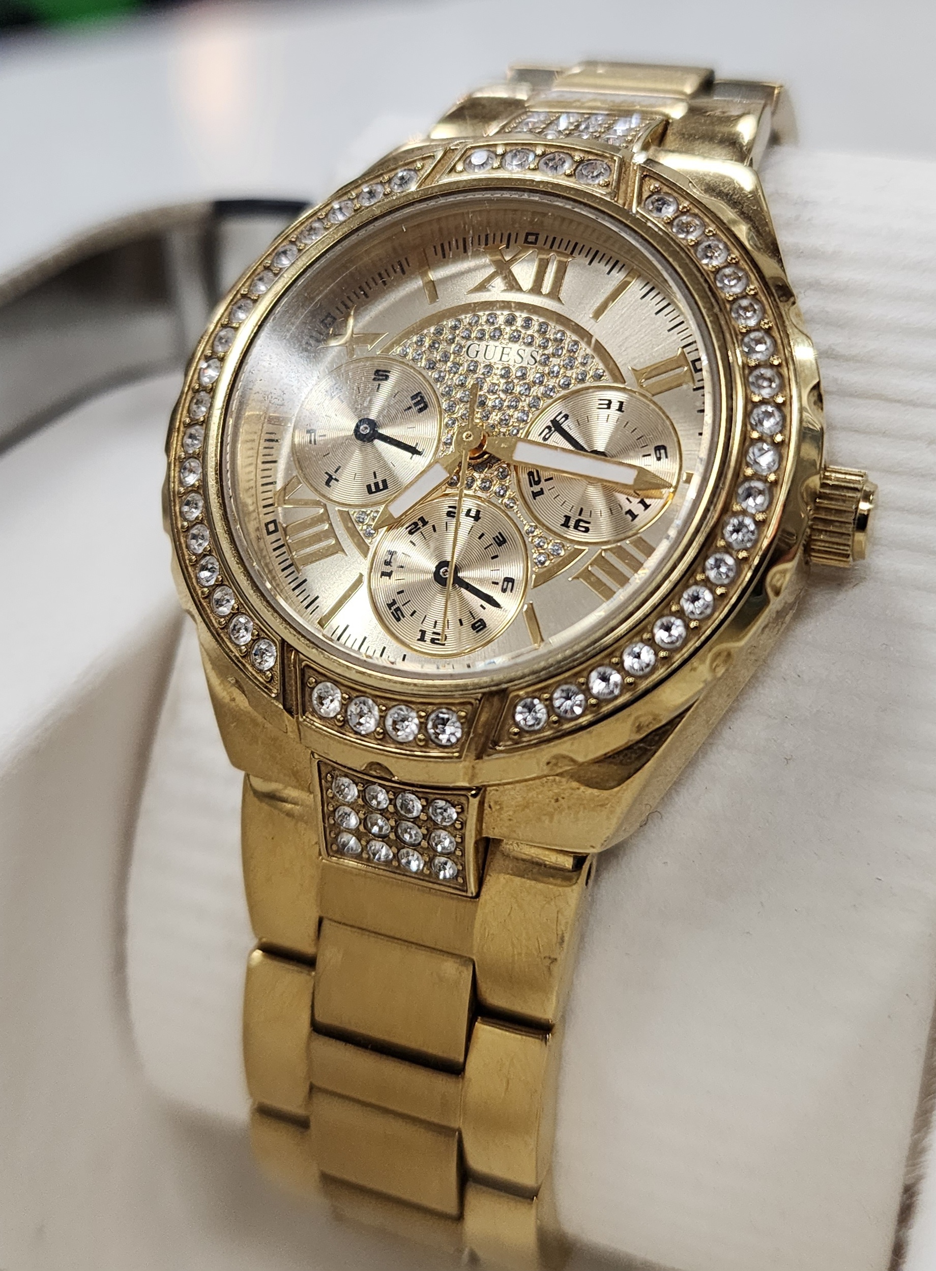 Guess Gold-Tone and Rhinestone Multifunction Watch - Most Wanted Pawn