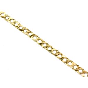 10k Yellow Gold Curb Link Top Textured Bracelet