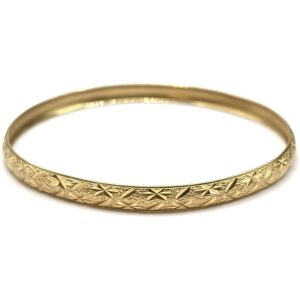 10k Yellow Gold Textured Bangle Bracelet
