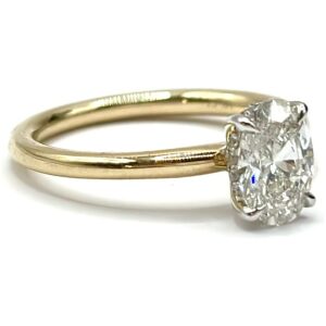 14k Yellow Gold Wedding Ring - Oval Cut Lab Grown Diamond