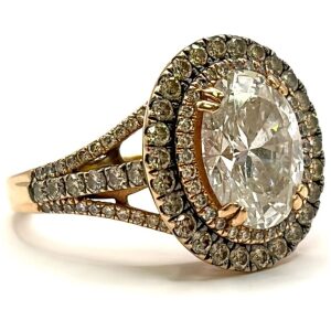 14k Rose Gold Le Vian Diamond Halo Ring - Large Lab Grown Diamond Centre Stone