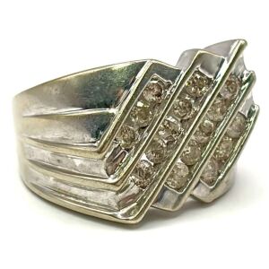 10k White Gold Men's Ring with Diamond Accents In Channel Setting