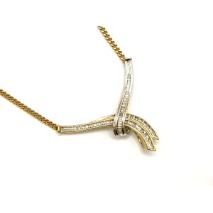 10k Two-Tone Diamond Pendant with 10k Yellow Gold Curb Link Necklace