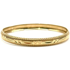 10k Yellow Gold Bangle - Textured Design