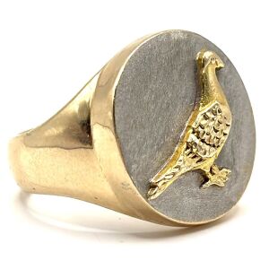 10k Two-Tone Gold Men's Ring with Pigeon Design - Size 12