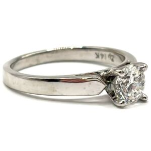 14k White Gold Round Cut Solitaire Diamond Ring - Includes Appraisal