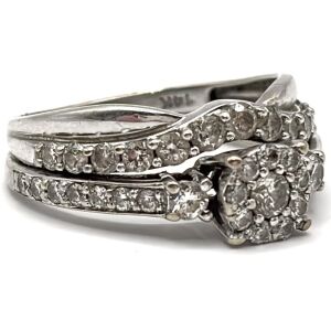 14k White Gold Interlaced Diamond Bridal Set - Welded One Piece