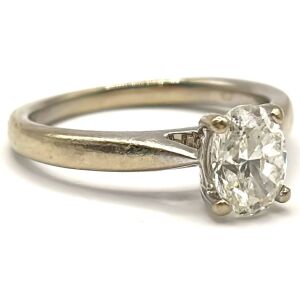 14k White Gold Oval Solitaire Diamond Ring