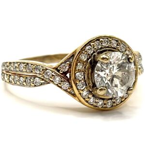 14k Yellow Gold Diamond Ring - Round Cut Centre Diamond