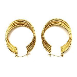 14k Yellow Gold Spiral Hoop Style Earrings
