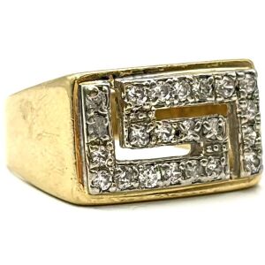 10k Yellow Gold Square Face Ring - CZ Stones