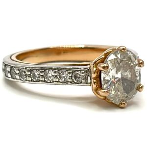 14k Two-Tone Gold Diamond Ring - Oval Cut Centre Stone - Includes Appraisal