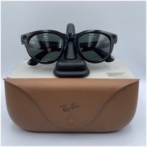 Ray-Ban Meta LBF Headliner Smart Glasses RW4009F - Shiny Black w/ G15 Brown Case, Box  w/o USB-C Charge Cable