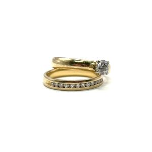 14k Yellow Gold Diamond Wedding Band Set