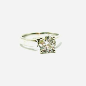 14k White Gold Diamond Ring - 1.1ct Round Cut Solitaire Diamond