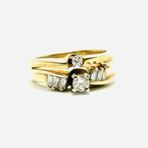 14k Yellow Gold Diamond Ring - .25ct Centre Diamond w/ Baguette Accents Diamonds