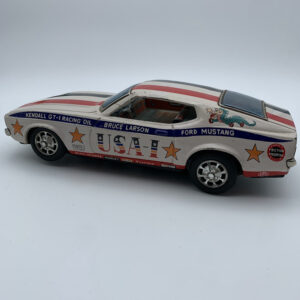 Vintage Japan Tin Battery Operated BRUCE LARSON Mach 1 Ford Mustang Toy Car